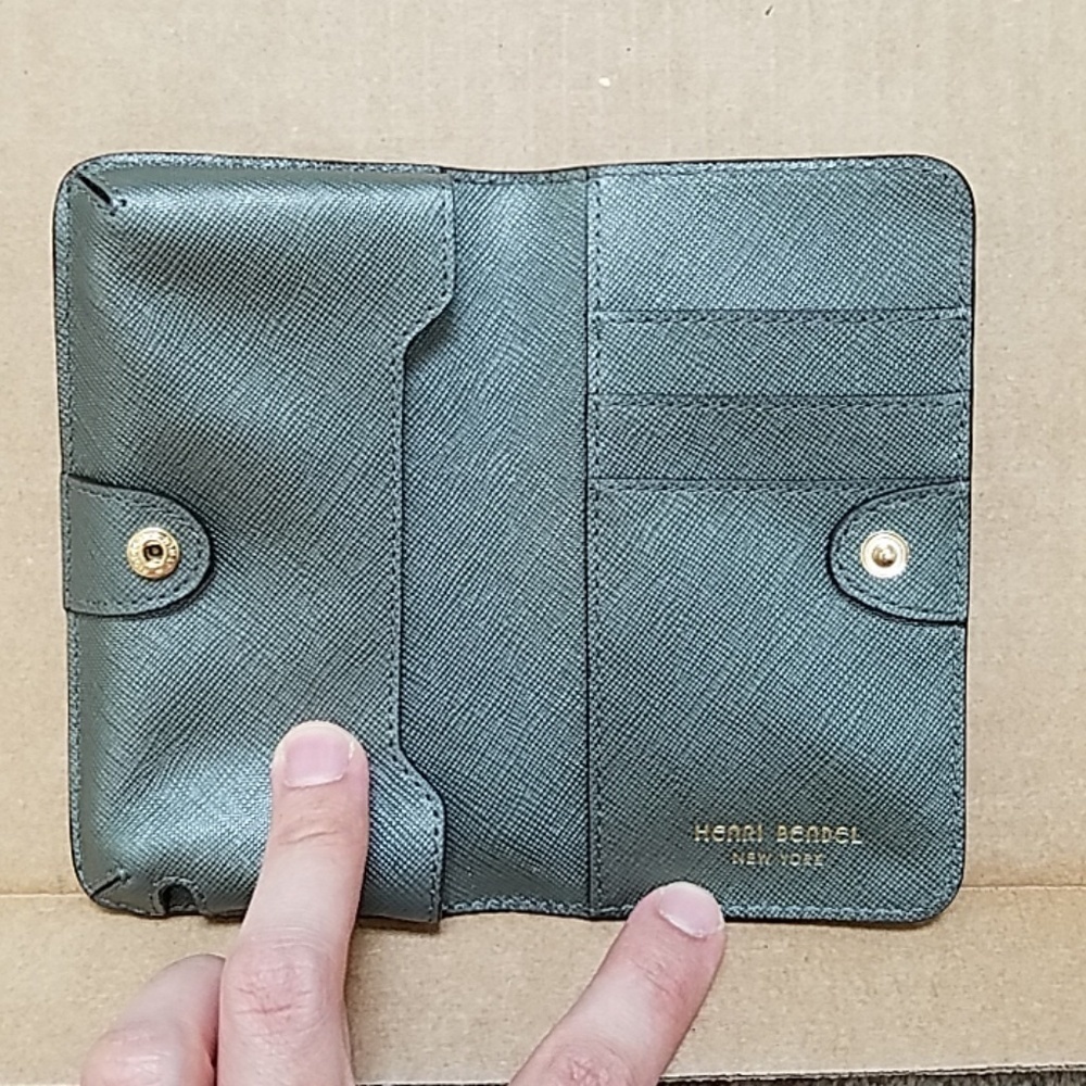 Henri Bendel Small Blue Shimmer Bi-Fold Wallet - Picture 3 of 6